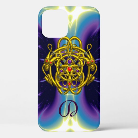 GOUDE CELTISCHE KENNIS MET TWEEDRAGONS MONOGRAM Case-Mate iPhone CASE (Achterkant)