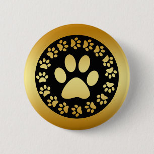 GOUDE EN ZWARTE PIJNDRUKKEN RONDE BUTTON 5,7 CM