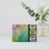 GOUDE PAARSE SPARKLEDING DAMASKMONOGRAM, groen gee Visitekaartje (Staand voorkant)