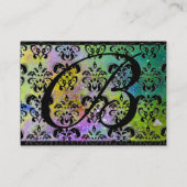 GOUDE PAARSE SPARKLEDING DAMASKMONOGRAM, groen gee Visitekaartje (Achterkant)