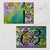 GOUDE PAARSE SPARKLEDING DAMASKMONOGRAM, groen gee Visitekaartje (Voorkant / Achterkant)