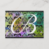 GOUDE PAARSE SPARKLEDING DAMASKMONOGRAM, groen gee Visitekaartje (Achterkant)