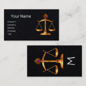 GOUDE SCHALEN VAN HET RECHT, JUSTITIE MONOGRAM, zw Visitekaartje (Voorkant / Achterkant)