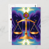 GOUDE SCHALEN VAN HET RECHT MET GEM STONES, rechts Briefkaart (Voorkant / Achterkant)