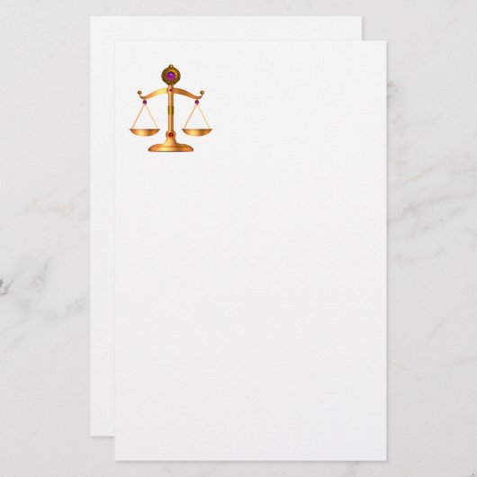 GOUDE SCHALEN VAN HET RECHT MET GEM STONES, rechts Briefpapier (Voorkant / Achterkant)