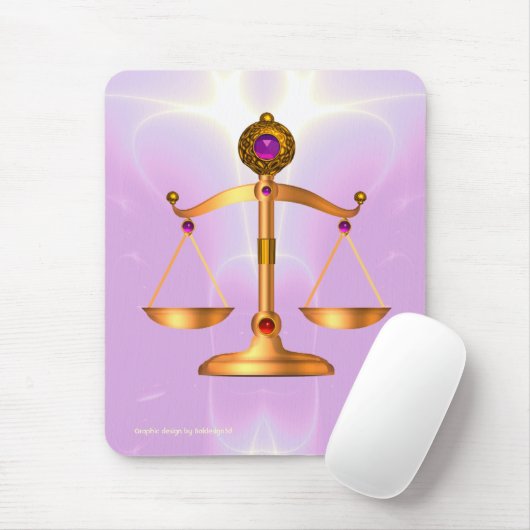 GOUDE SCHALEN VAN HET RECHT MET GEM STONES, rechts Muismat (Met muis)