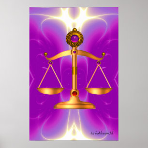 GOUDE SCHALEN VAN HET RECHT MET GEM STONES, rechts Poster