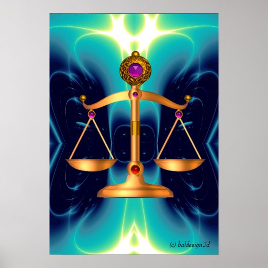 GOUDE SCHALEN VAN HET RECHT MET GEM STONES, rechts Poster (Voorkant)