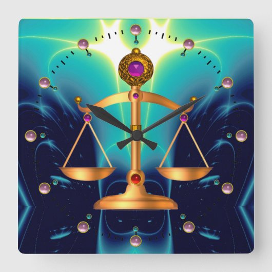 GOUDE SCHALEN VAN HET RECHT MET GEM STONES, rechts Vierkante Klok (Voorkant)