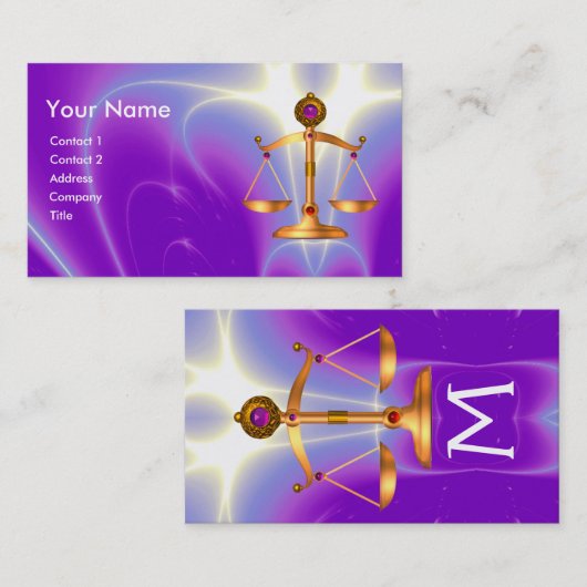 GOUDE WETGEVING, ATTORNEY MONOGRAM Ultra Violet Visitekaartje (Voorkant / Achterkant)