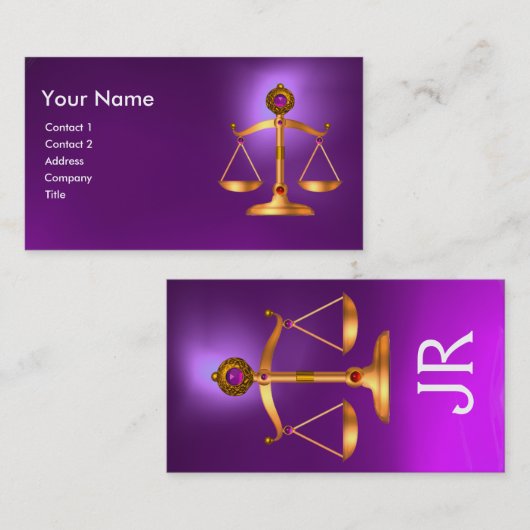 GOUDE WETGEVING,ATTORNEY PAARSE GEM MONOGRAM VISITEKAARTJE (Voorkant / Achterkant)