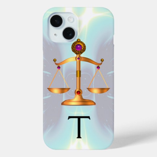 GOUDE WETGEVING MET GEM STONES MONOGRAM Blauwgroen Case-Mate iPhone Case (Achterkant)
