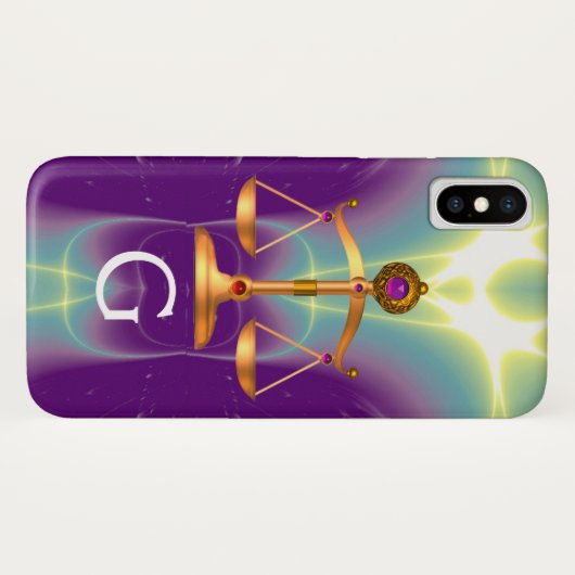 GOUDE WETGEVING MET GEM STONES MONOGRAM Case-Mate iPhone CASE (Achterkant (horizontaal))