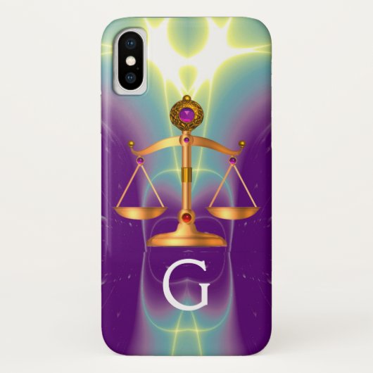GOUDE WETGEVING MET GEM STONES MONOGRAM Case-Mate iPhone CASE (Achterkant)