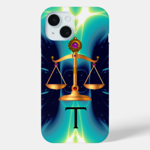 GOUDE WETGEVING MET GEM STONES MONOGRAM iPhone 15 CASE