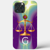 GOUDE WETGEVING MET GEM STONES MONOGRAM Case-Mate iPhone CASE (Achterkant)