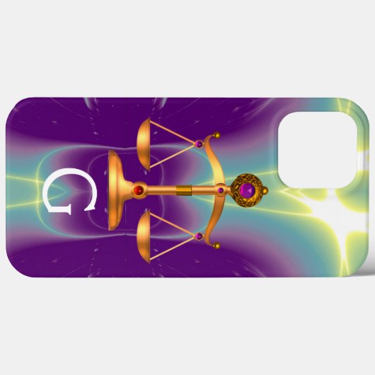 GOUDE WETGEVING MET GEM STONES MONOGRAM Case-Mate iPhone CASE (Achterkant (horizontaal))