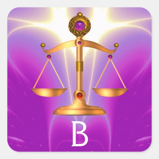 GOUDE WETGEVING MET GEM STONES MONOGRAM VIERKANTE STICKER (Voorkant)