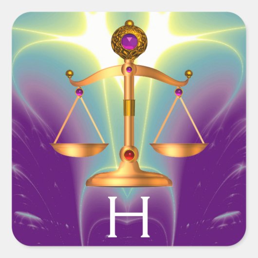 GOUDE WETGEVING MET GEM STONES MONOGRAM VIERKANTE STICKER (Voorkant)