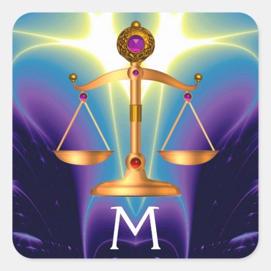 GOUDE WETGEVING MET GEM STONES MONOGRAM VIERKANTE STICKER (Voorkant)