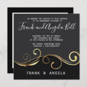 GOUDE ZWIRL- EN ROOKZWARTE INVITATIE KAART (Voorkant / Achterkant)
