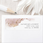 Goudelegant roos-bruiloft ReturnAddress Etiket (Insitu)