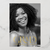 goudelegant script afstuderen bekendmaking folie uitnodiging (Voorkant)