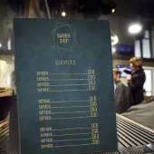 Goudelegante lijst van prijzen in de Barberwinkel Fotoplaat