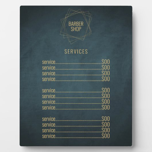 Goudelegante lijst van prijzen in de Barberwinkel Fotoplaat (Voorkant)