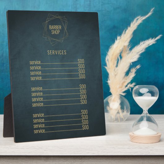 Goudelegante lijst van prijzen in de Barberwinkel Fotoplaat (Zijkant)