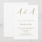 Goudelegante monogram repetitie voor diners kaart (Voorkant / Achterkant)