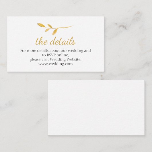 Goudelegante tak. Informatie over de website van C Informatiekaartje (Voorkant / Achterkant)