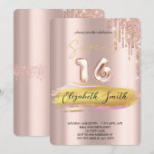 Goudelegantie, goudzoete zestien rozen Invitat Kaart (Voorkant / Achterkant)