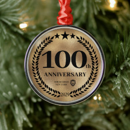 Gouden 100e Jubileum Zakelijke Logo Kerst Metalen Ornament