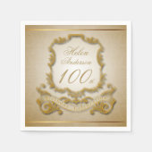 Gouden 100e verjaardag Papieren servetten (Voorkant)