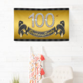 Gouden 100e verjaardagsfeestje spandoek (Insitu)