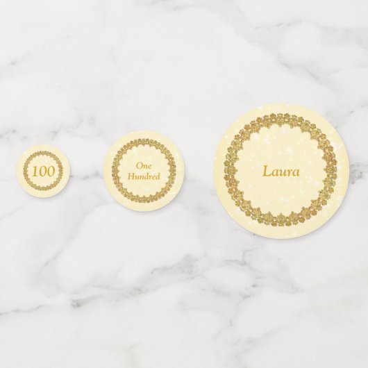 Gouden 100ste verjaardag confetti (Voorkanten)