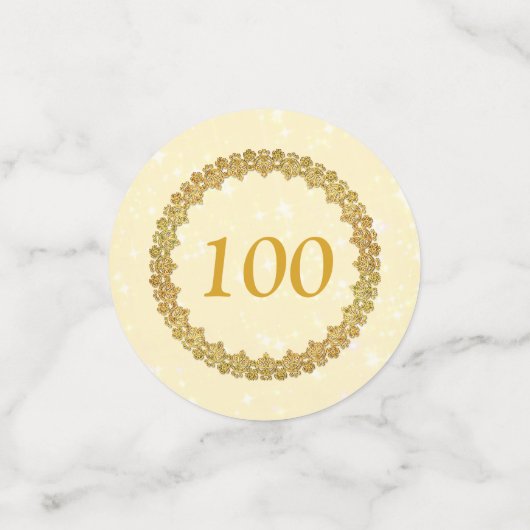 Gouden 100ste verjaardag confetti (Kleine voorkant)