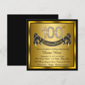 Gouden 100ste verjaardagsfeestje kaart (Voorkant / Achterkant)