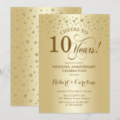 Gouden 10-jarig jubileum uitnodiging (Voorkant / Achterkant)