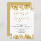 Gouden 10e bruiloft Jubileum uitnodiging (Voorkant / Achterkant)