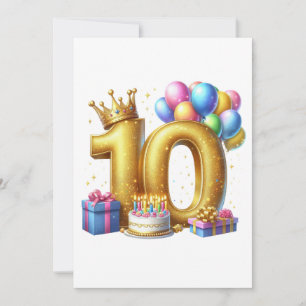 Gouden 10e verjaardag feestdagenkaart