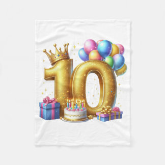 Gouden 10e verjaardag fleece deken