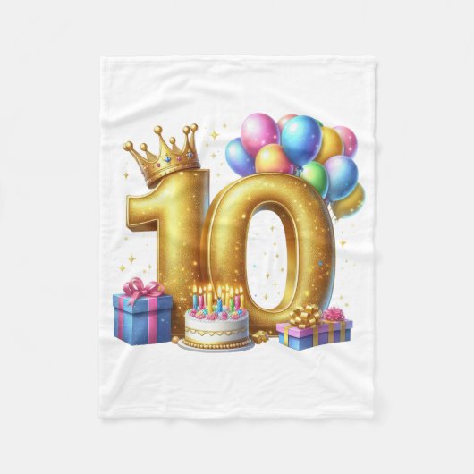 Gouden 10e verjaardag fleece deken (Voorkant)