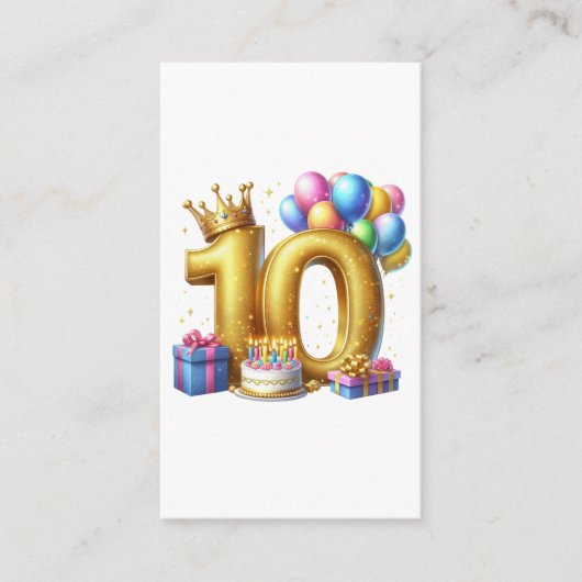 Gouden 10e verjaardag informatiekaartje (Voorkant)