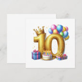 Gouden 10e verjaardag kaart (Voorkant / Achterkant)