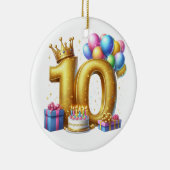 Gouden 10e verjaardag keramisch ornament (Rechts)