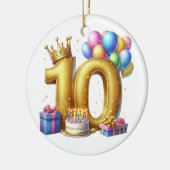 Gouden 10e verjaardag keramisch ornament (Links)