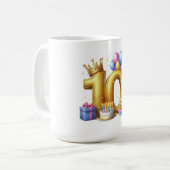 Gouden 10e verjaardag koffiemok (Voorkant links)