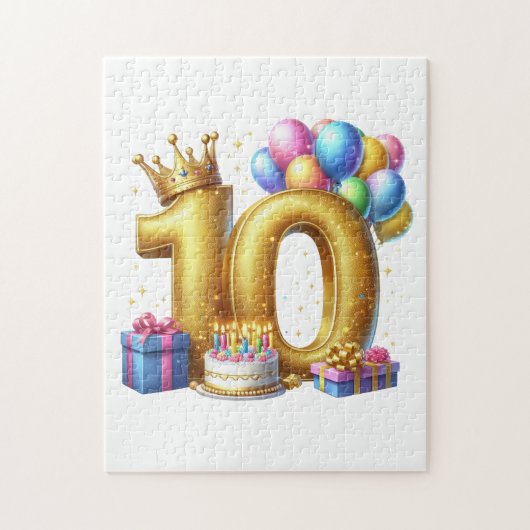 Gouden 10e verjaardag legpuzzel (Verticaal)